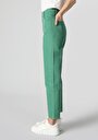 thumb-Regular Fit Yüksek Bel Düz Paça Kadın Yeşil  Pantolon