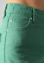 thumb-Regular Fit Yüksek Bel Düz Paça Kadın Yeşil  Pantolon