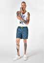 thumb-Slim Fit Astarlı Baskılı Erkek Lacivert Deniz Şortu