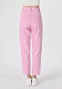 thumb-Regular Fit Yüksel Bel Düz Paça Kadın Pembe  Pantolon