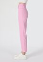 thumb-Regular Fit Yüksel Bel Düz Paça Kadın Pembe  Pantolon