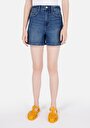thumb-Regular Fit Yüksel Bel  Kadın Denim Jean Şort
