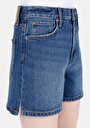 thumb-Regular Fit Yüksel Bel  Kadın Denim Jean Şort