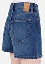 thumb-Regular Fit Yüksel Bel  Kadın Denim Jean Şort