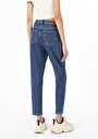 thumb-Mom Fit Yüksek Bel Daralan Paça Kadın İndigo Jean Pantolon