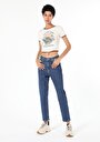 thumb-Mom Fit Yüksek Bel Daralan Paça Kadın İndigo Jean Pantolon