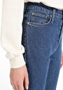 thumb-Mom Fit Yüksek Bel Daralan Paça Kadın İndigo Jean Pantolon