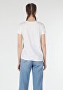 thumb-Regular Fit Yuvarlak Yaka  Kadın Beyaz Kısa Kol Tişört