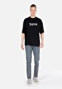 thumb-Oversize Fit Yuvarlak Yaka  Erkek Siyah Kısa Kol Tişört