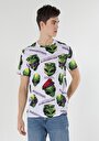 thumb-Comfort Fit Yuvarlak Yaka Baskılı Erkek Beyaz Kısa Kol Tişört