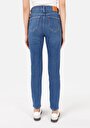 thumb-Slim Fit Orta Bel Düz Paça Kadın İndigo Jean Pantolon