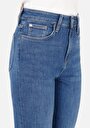 thumb-Slim Fit Orta Bel Düz Paça Kadın İndigo Jean Pantolon