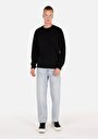 thumb-Regular Fit Yuvarlak Yaka Düz Cepsiz Erkek Siyah Uzun Kol Tişört