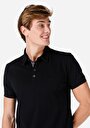thumb-Slim Fit Polo Yaka Düz Erkek Siyah Kısa Kol Tişört