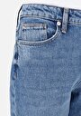 thumb-Mom Fit  Daralan Paça Kadın İndigo Jean Pantolon