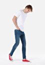 thumb-Skinny Fit Yüksel Bel Dar Paça Erkek İndigo Denim Jean Pantolon