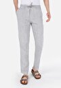 thumb-Regular Fit Orta Bel Düz Paça Keten Erkek Gri Pantolon