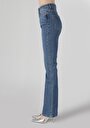 thumb-Flare Fit Yüksel Bel Ispanyol Paça Kadın İndigo Jean Pantolon