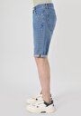 thumb-Regular Fit Orta Bel Düz Erkek İndigo Denim Jean Şort