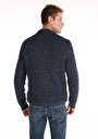 thumb-Regular Fit Turtle Neck Jakarlı Erkek Lacivert Triko Kazak