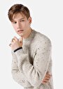 thumb-Regular Fit Turtle Neck Jakarlı Erkek Taş Kazak