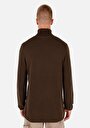 thumb-Regular Fit Turtle Neck Jakarlı Erkek Kahverengi Kazak