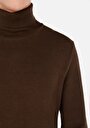thumb-Regular Fit Turtle Neck Jakarlı Erkek Kahverengi Kazak