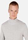 thumb-Regular Fit Turtle Neck Jakarlı Erkek Gri Kazak