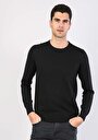 thumb-Regular Fit Yuvarlak Yaka  Erkek Siyah Kazak