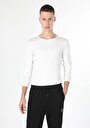 thumb-Slim Fit Yuvarlak Yaka Düz Erkek Beyaz Uzun Kol Tişört