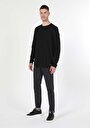 thumb-Regular Fit Yuvarlak Yaka Düz Erkek Siyah Uzun Kol Tişört