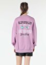 thumb-Oversize Fit Yazılı Mor Kadın Sweatshirt