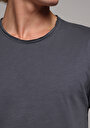 thumb-Regular Fit Yuvarlak Yaka Düz Erkek Antrasit Pamuklu Kısa Kol Tişört