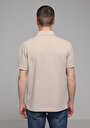 thumb-Regular Fit Polo Yaka Düz Örme Erkek Bej Kısa Kol Tişört