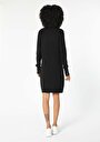 thumb-Regular Fit Düz Kadın Siyah Uzun Kol Elbise
