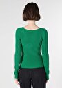 thumb-Regular Fit U Düz Kadın Yeşil Kazak