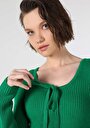 thumb-Regular Fit U Düz Kadın Yeşil Kazak
