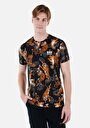 thumb-Regular Fit Yuvarlak Yaka Pamuklu Baskılı Erkek Siyah Kısa Kol Tişört