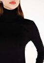 thumb-Slim Fit Balıkçı Yaka Kadın Viskoz Karışımlı Siyah Kazak