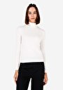 thumb-Slim Fit Balıkçı Yaka  Kadın Beyaz Kazak