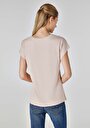 thumb-Regular Fit Yuvarlak Yaka  Kadın Bej Kısa Kol Tişört Cl1063241