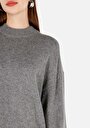 thumb-Regular Fit Yuvarlak Yaka  Kadın Gri Kazak