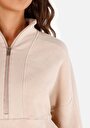 thumb-Regular Fit Fermuarlı  Kadın Bej Sweatshirt