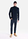 thumb-Regular Fit Turtle Neck Jakarlı Erkek Lacivert Kazak