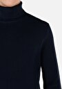 thumb-Regular Fit Turtle Neck Jakarlı Erkek Lacivert Kazak