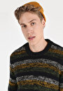 thumb-Regular Fit Yuvarlak Yaka Jakarlı Erkek Çok Renkli Kazak
