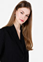 thumb-Regular Fit Düğmeli Astarsız  Kadın Siyah Ceket