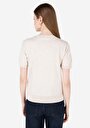 thumb-Regular Fit Pamuk Karışımlı Yuvarlak Yaka Kadın Ekru Kısa Kol Kazak