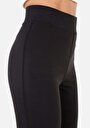 thumb-Slim Fit Yüksel Bel Cepsiz Kadın Siyah Örme Tayt