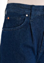 thumb-Regular Fit Yüksel Bel Geniş Paça Kadın İndigo Denim Jean Pantolon